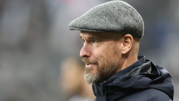 Manager Erik ten Hag pictured during Manchester United's 1-0 defeat at Newcastle in December 2023